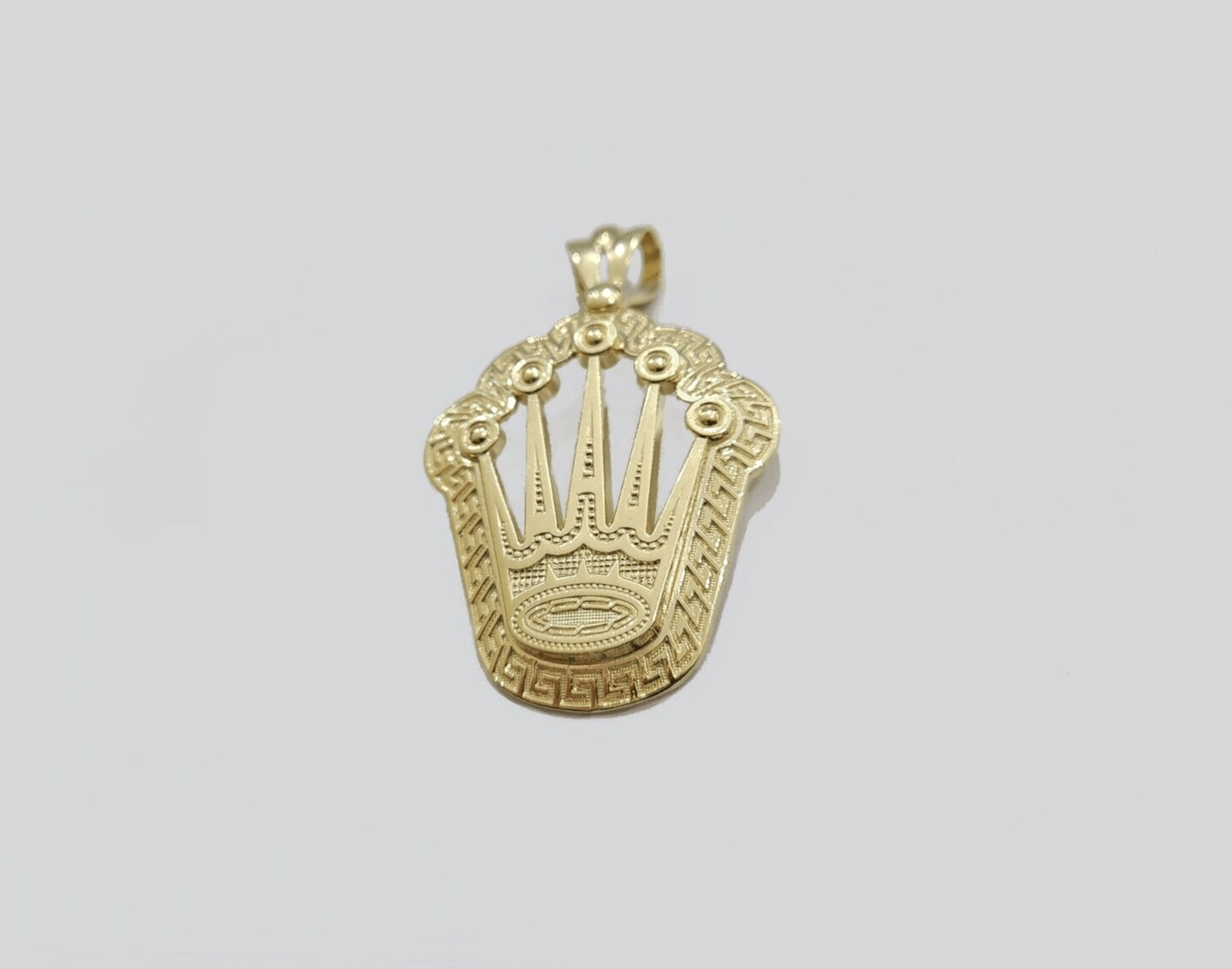10k Yellow Gold Crown Charm Rope Chain Necklace 7mm 2'' Pendant 10kt Real SALE - GoldenlinQ